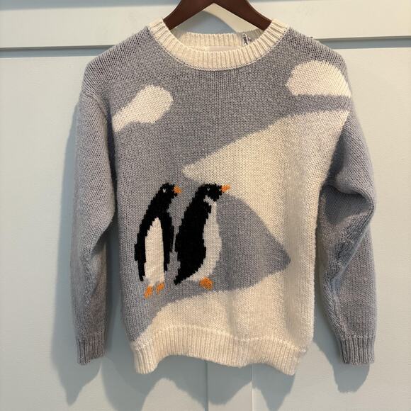 Vintage Maison Gabriel Sweater Women Small Novelty Penguin Intarsia Knit 90s - Picture 1 of 11